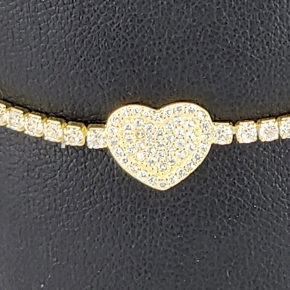 Gold Tone Heart Bracelet Sterling silver 925 dipped in gold - Picture 2 of 10